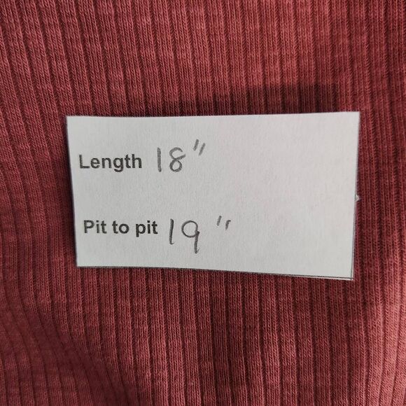 Very J Pink Ribbed Knit Crop Top Size Medium Dusty Pink Crop Top with Fringe - Picture 9 of 9